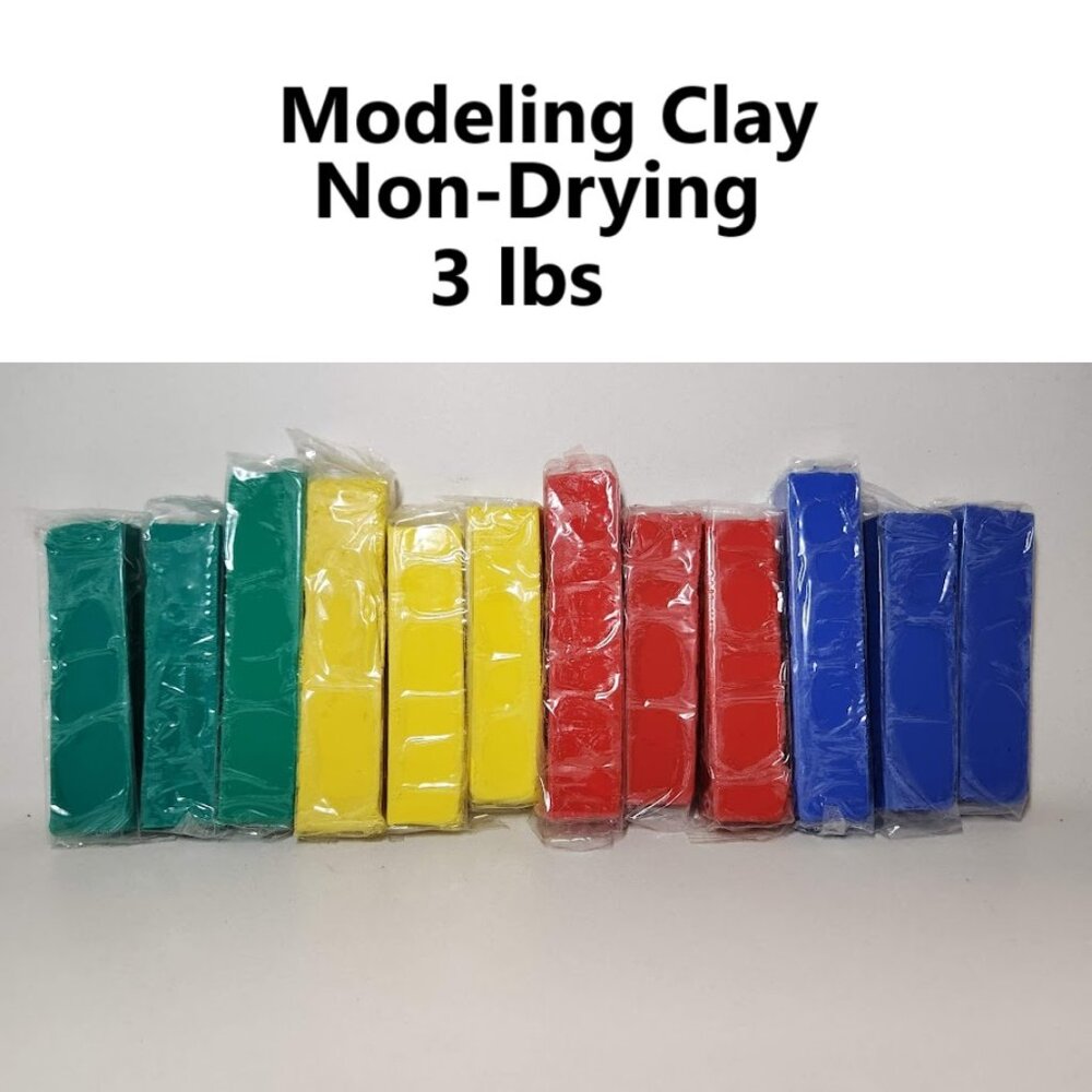 NEW Modeling Clay Bundle 3 Pounds Non-Hardening Non-Drying 4 Colors Craft Art Sc